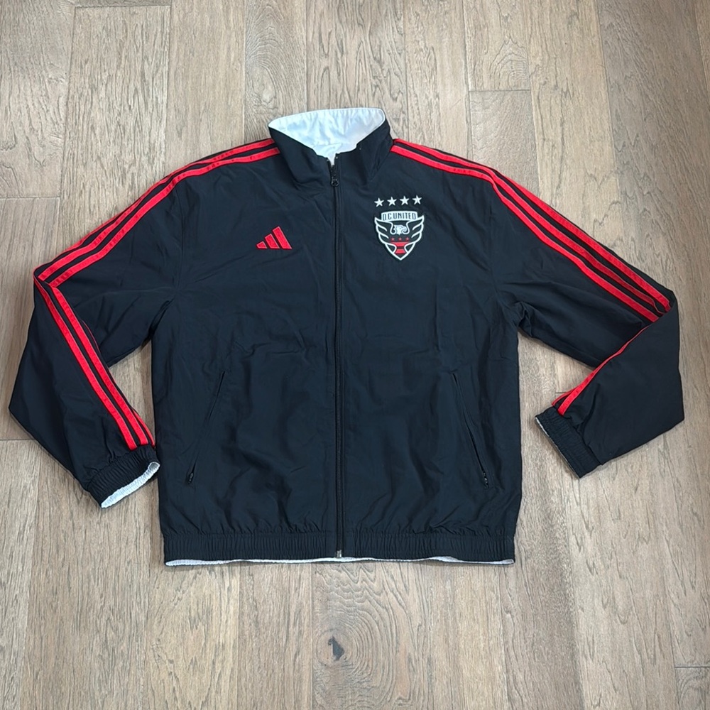 Adidas DC United MLS Anthem Reversible Jacket Black Mens Size Medium HU0097